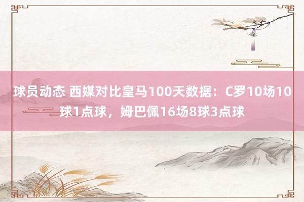 球员动态 西媒对比皇马100天数据：C罗10场10球1点球，姆巴佩16场8球3点球