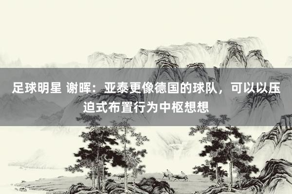 足球明星 谢晖：亚泰更像德国的球队，可以以压迫式布置行为中枢想想