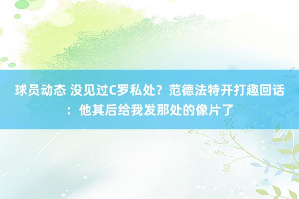 球员动态 没见过C罗私处？范德法特开打趣回话：他其后给我发那处的像片了