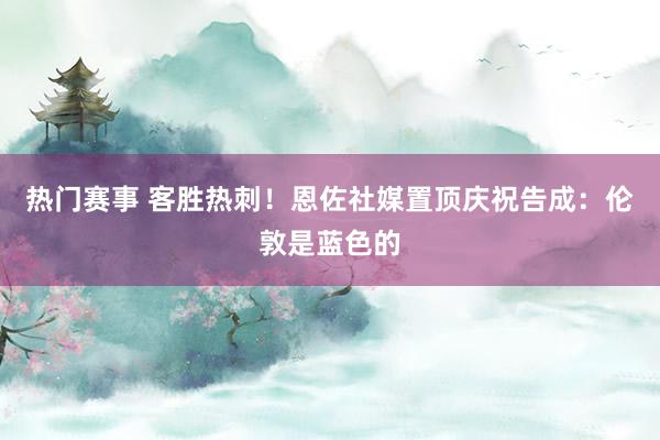 热门赛事 客胜热刺！恩佐社媒置顶庆祝告成：伦敦是蓝色的